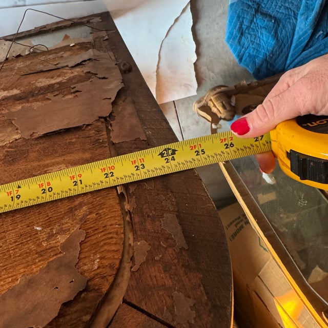 Wood 1900s Antique American Ogee-Top Wall Mirror, Original Glass For Sale - Image 7 of 12