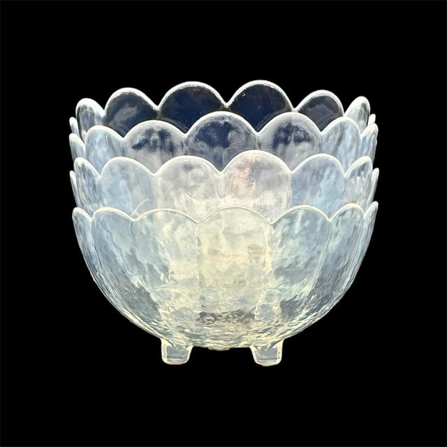 Vintage Opalescent Scalloped Footed Bowls- Set of 4 For Sale - Image 9 of 10