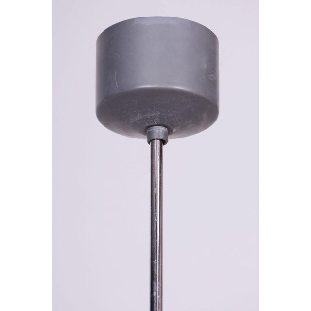 1960s Mid-Century Chandelier in Chrome, Steel, and Opaline Glass, Czech, 1960s For Sale - Image 5 of 7