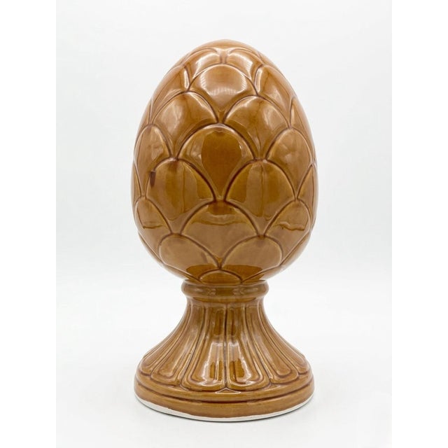 Italian Pair of Vintage Mid-Century Italian Ceramic "Pigna" Pinecone Finials For Sale - Image 3 of 10