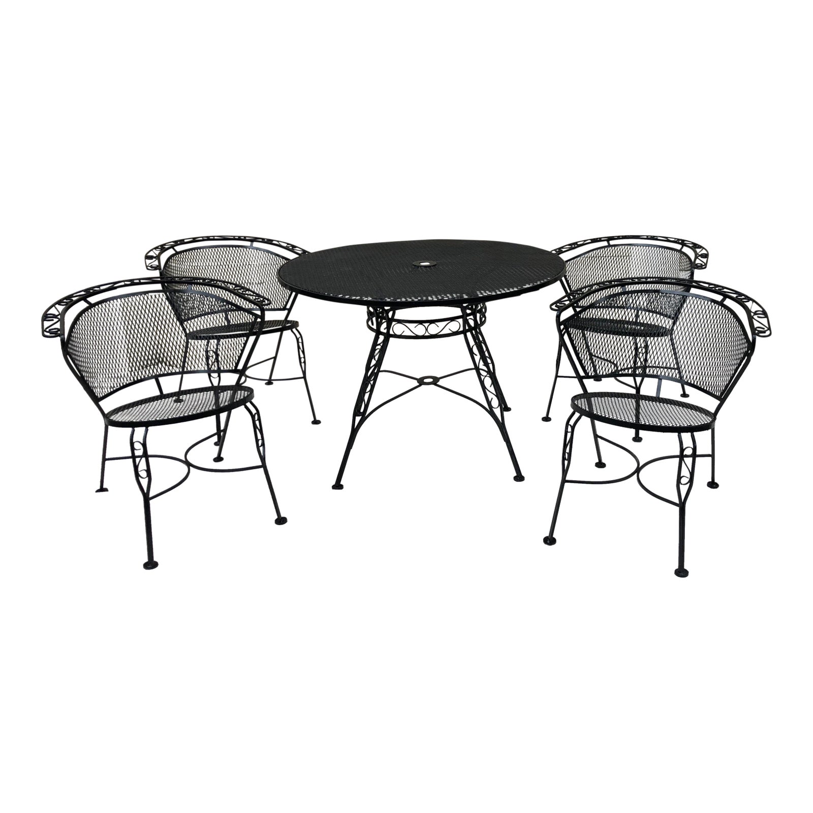 MidCentury Modern Iron Salterini Patio Table & 4 Chairs Chairish