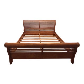 Solid Asian Teak Wood Queen Sleigh Bedframe For Sale
