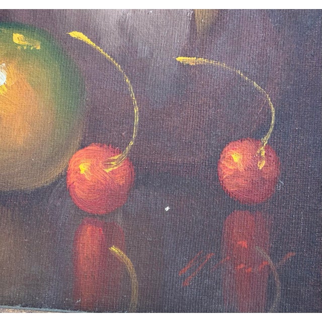 Wood Vintage Mexican Hand-Carved Wood Frame With Signed Original Still Life Oil Painting For Sale - Image 7 of 8