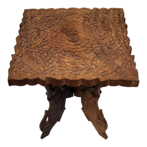 Vintage Indian Intricately Carved Wooden Plant Stand