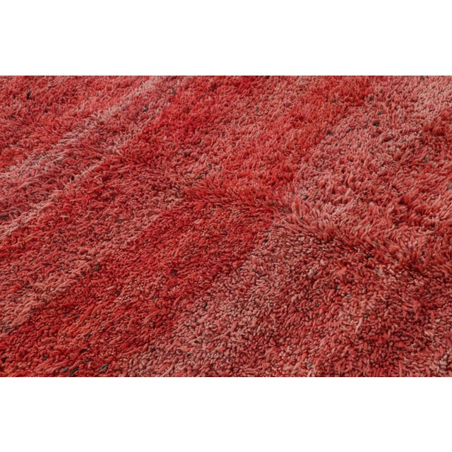 Vintage Moroccan Rug in Red With High Pile Stripes and Striae, From Rug & Kilim For Sale In New York - Image 6 of 7
