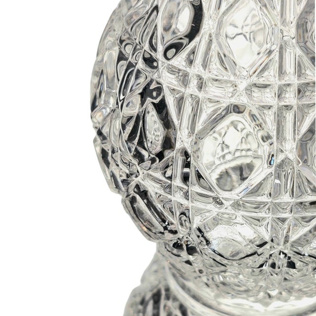 Cane Molded Clear Glass Crystal Decanter Poland For Sale - Image 10 of 10