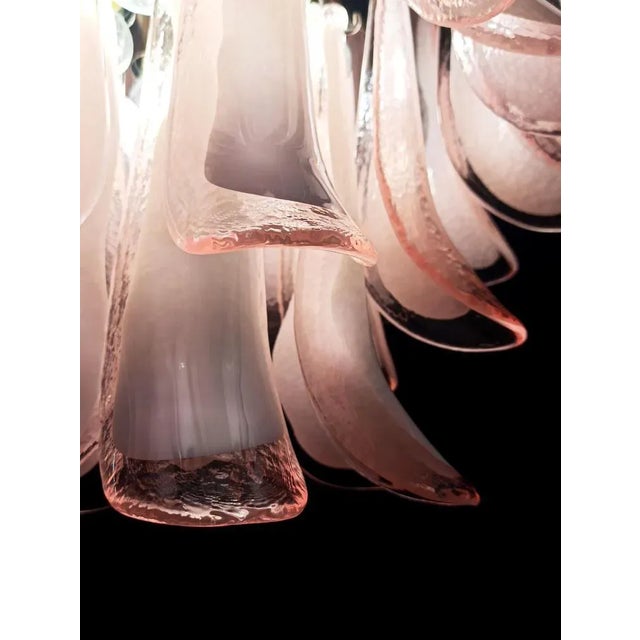 Metal Italian Petals Chandelier in Pink and White Murano For Sale - Image 7 of 15