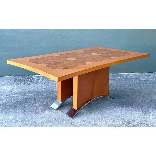 Vintage Italian Burl Wood and Chrome Klismos Dining Chairs - Set of 8 For Sale - Image 12 of 12