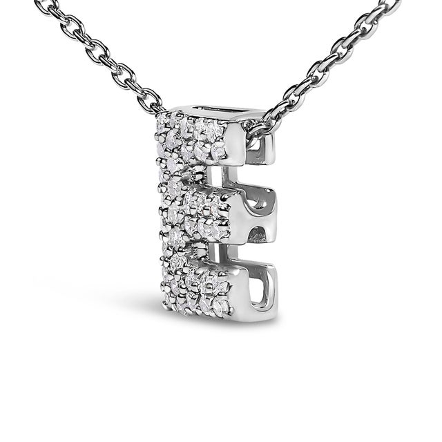 Contemporary 10K White Gold Diamond Accent "E" Initial Bubble Pendant Necklace For Sale - Image 3 of 5