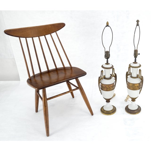 Pair of Fine Ceramic & Ormolu Cup Vase Shape Table Lamp c1940s MINT For Sale - Image 12 of 16