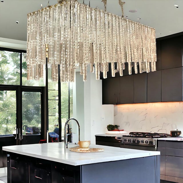 Large Rectangular Murano Rod Chandelier, 1980s For Sale - Image 4 of 15