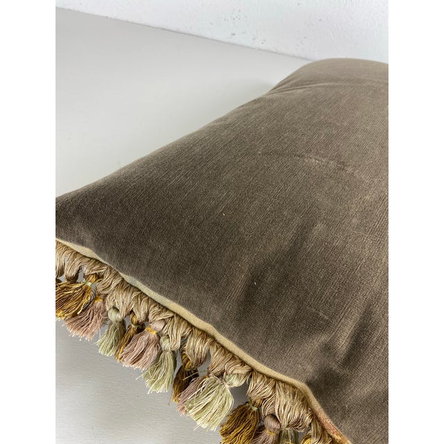 French Country Vintage Tasselled Floral Aubusson Tapestry Pillow For Sale - Image 3 of 9