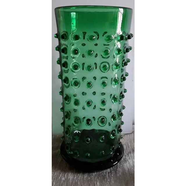 Big Vintage Green Glass Vase, 1970s, in Good conditions. Designed 1970 to 1979