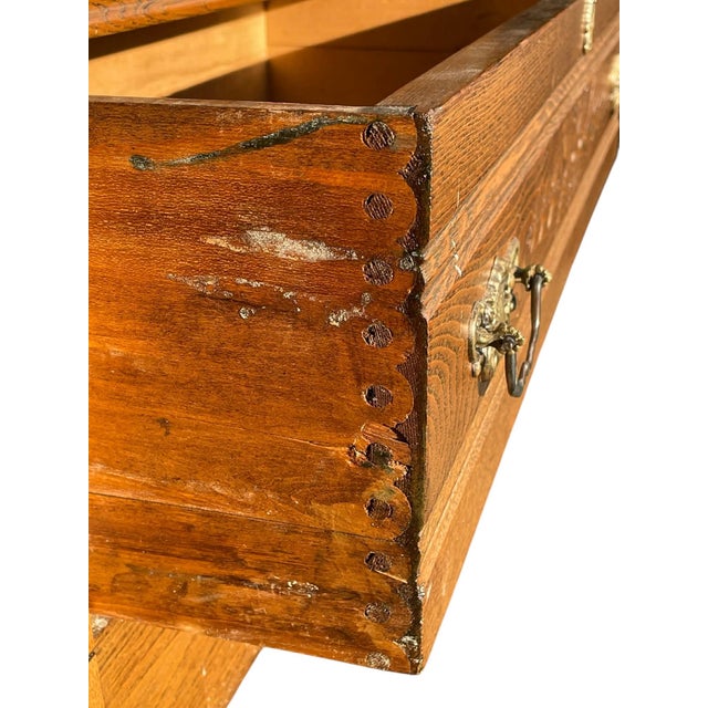 Antique 1800's Eastlake Oak Dresser – Hand Carved – Original Hardware For Sale - Image 10 of 18