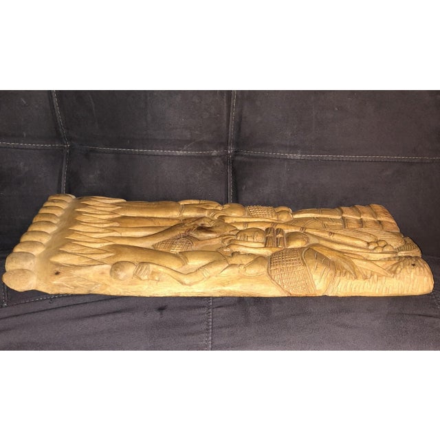 1960s Mid-Century Haitian Folk Art Carved Solid Mahogany Relief Plaque - Signed Abel C For Sale In New York - Image 6 of 12