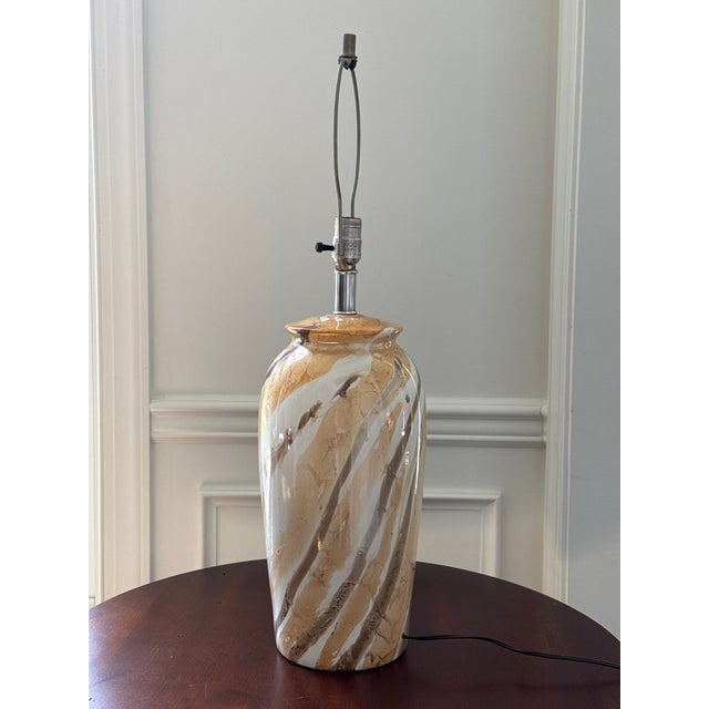 Mid -Century Modern Hand Painted Table Lamps - A Pair For Sale - Image 4 of 15