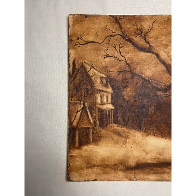 Vintage Rustic European Still Life Bistre' Original Oil Painting on Canvas, Burnt Umber For Sale - Image 11 of 12