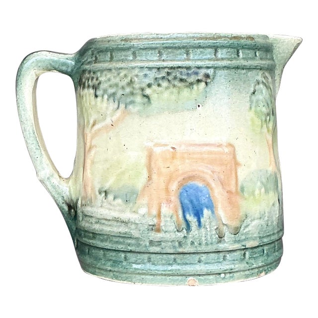 Vintage Boho Roseville Ceramic Milk Pitcher For Sale
