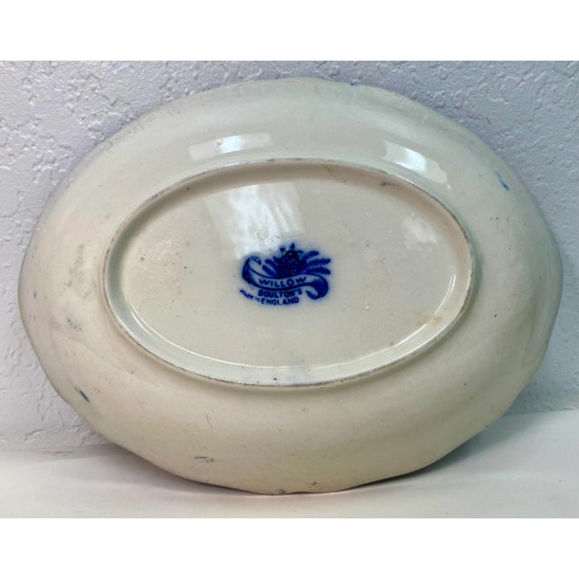 Late 19th Century Antique Blue Willow Oval Serving Bowl Made in England. For Sale - Image 5 of 10