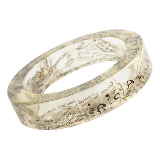 John Galliano Clear Acrylic Resin Bracelet Bangle with Newspaper Inclusions For Sale