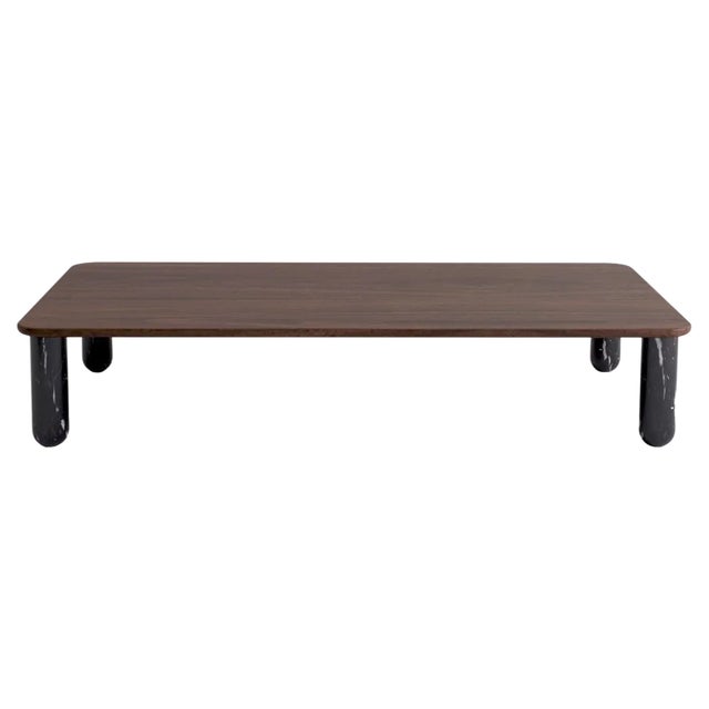 XLarge Walnut and Black Marble Sunday Coffee Table by Jean-Baptiste Souletie For Sale