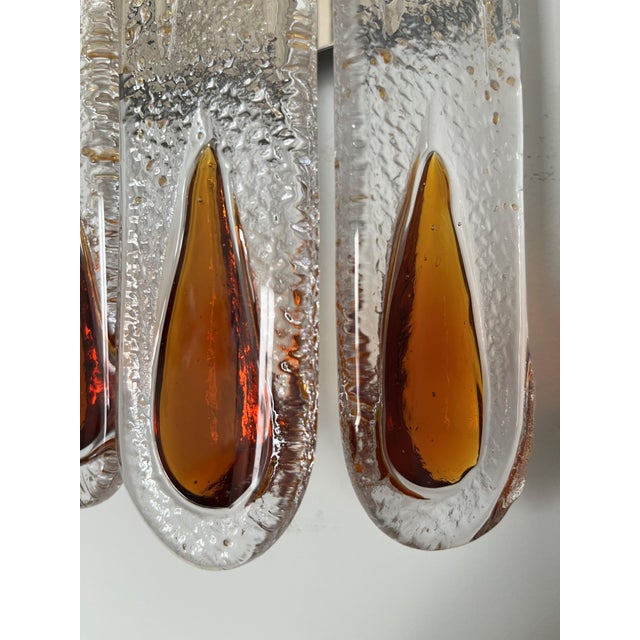 Italian Amber Murano Glass Wall Sconces from Mazzega, 1970s, Set of 2 For Sale - Image 9 of 12