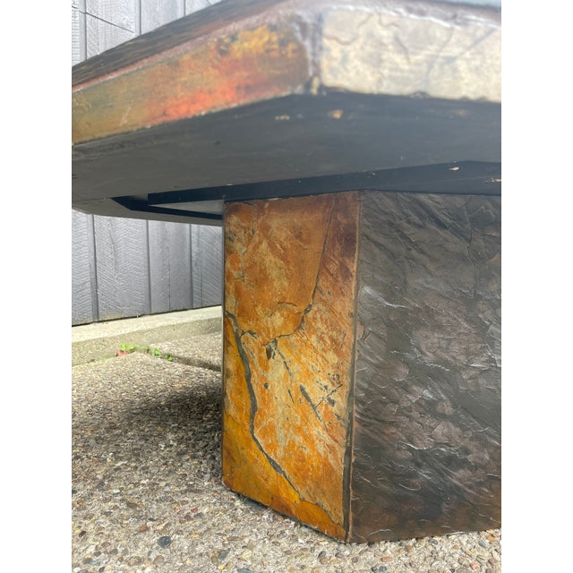 Stone 1960s Set of 3 Paul Kingma Style Brutalist Slate Tile Tables For Sale - Image 7 of 11