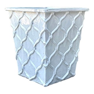 Vintage Glazed Terracotta Planter For Sale