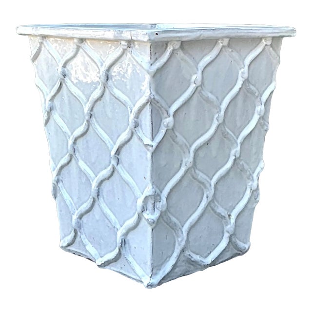 Vintage Glazed Terracotta Planter For Sale