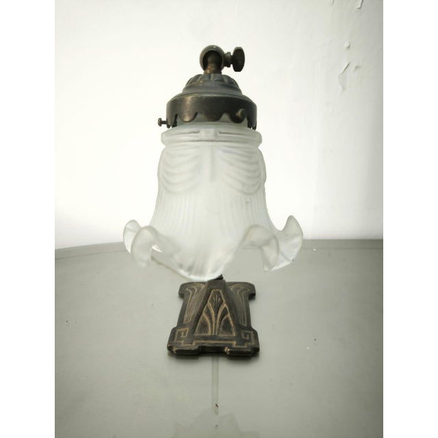 Table Lamp with Satin-Finished Decorated Glass, 1960s For Sale - Image 4 of 7