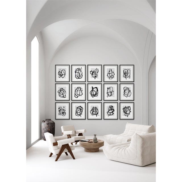 FREE SHIPPING FOR A LIMITED TIME ONLY! Black & White Abstractions Series' (1). Framed Gallery Wall Art Prints Installation...