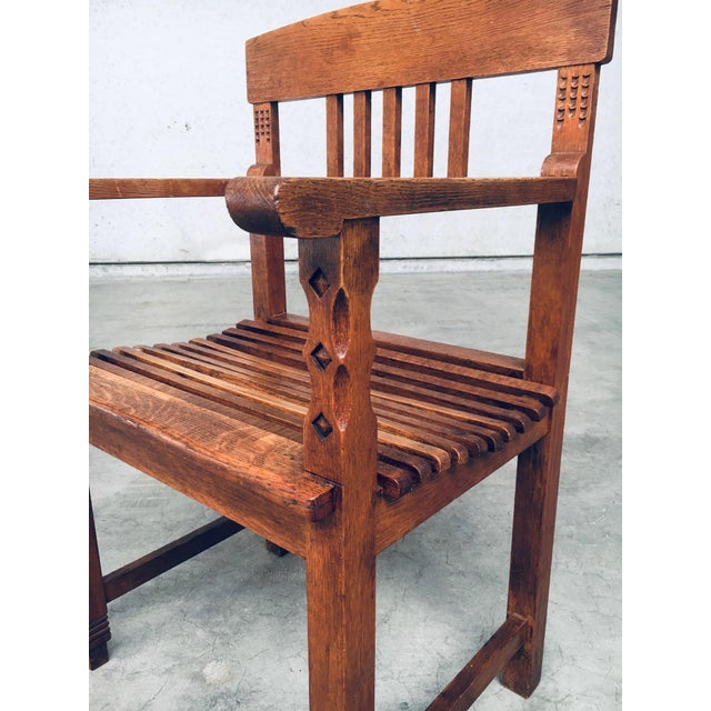 Wood Dutch Modernist Carved Oak Side Chair, 1920s For Sale - Image 7 of 18