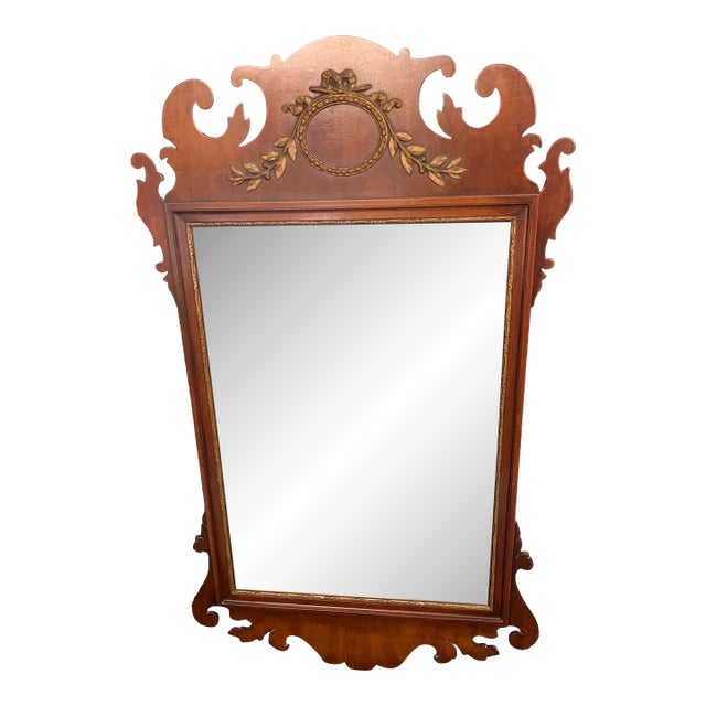 1940s Kindel Grand Rapids Chippendale Mahogany Mirror Oxford No. 160-62 For Sale