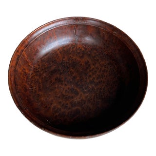 Vintage Carved Burlwood Decorative Bowl For Sale