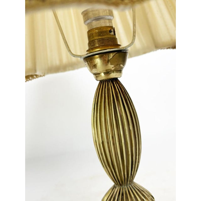 Art Nouveau Brass Table Lamp with Shade, France, 1920s For Sale - Image 9 of 18