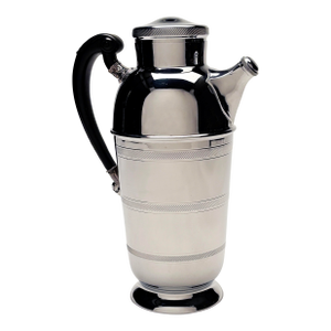 1930's-1950's Art Deco Cocktail Shaker by Farber Bros Krome Kraft With Bakelite Handle