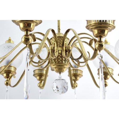 Brass and Glass 10-Arm Chandelier by A. Lelii for Arteluce, Italy, 1950s For Sale - Image 15 of 18