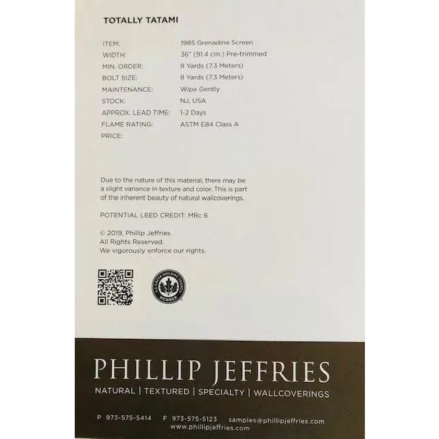 Transitional Wallpaper Grasscloth - Phillip Jeffries Totally Tatami Grenadine Screen For Sale - Image 3 of 6