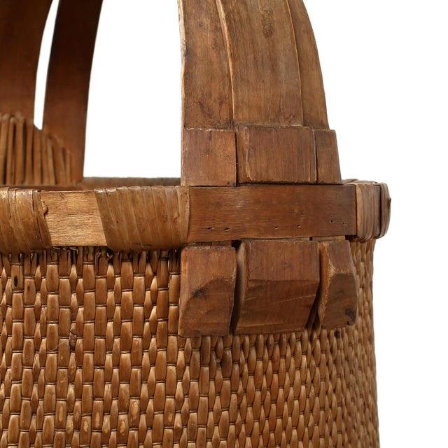 Mid 20th Century Mid-Century Vintage Natural Wood Willow Basket For Sale - Image 5 of 6