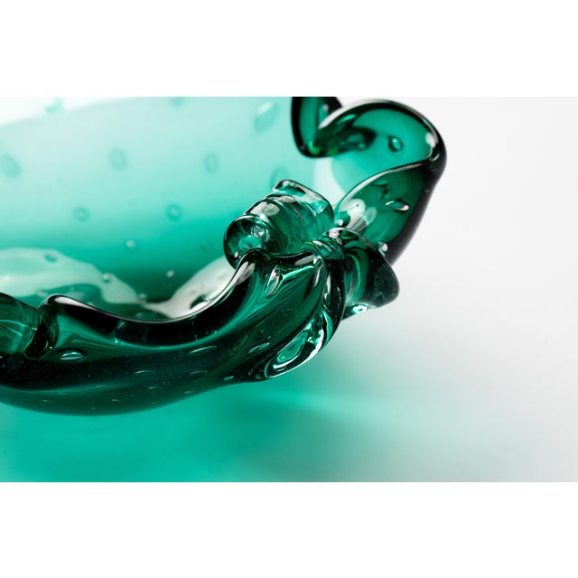 Seguso Emerald Green Murano Glass Seashell Decorative Dish For Sale - Image 10 of 13
