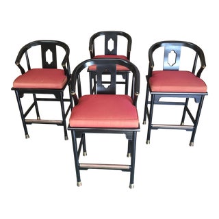 Asian Modernist Barstools - Set of 4 For Sale