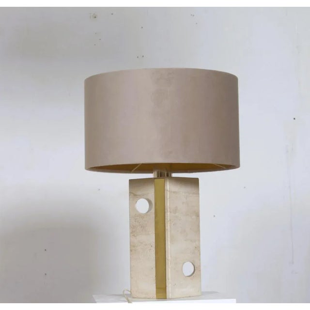 Mid-Century Italian Table Lamp in Travertine attributed to Fratelli Mannelli, 1970s For Sale - Image 9 of 10