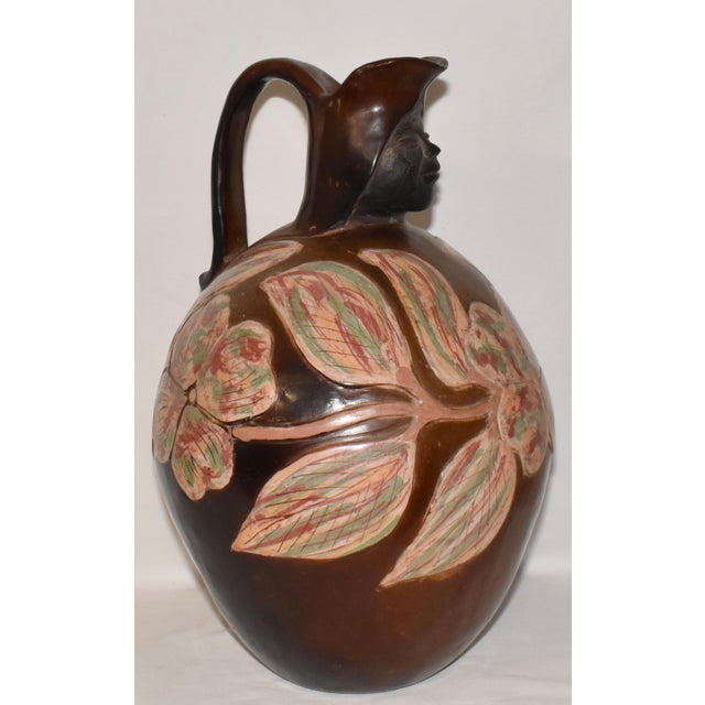 1990s Large Vintage 1997 Folk Art Pottery Chulucanas Peru Round Woman Terracotta Handmade Vessel by Flavio Sosa For Sale - Image 5 of 11