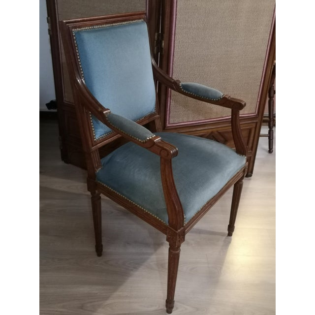 Blue Office Canvas Armchair For Sale - Image 5 of 9