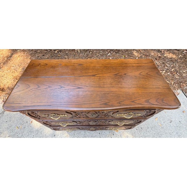 Baker Furniture Company Baker Furniture Collector's Edition French Country Carved Oak Bachelor Chest of Drawers For Sale - Image 4 of 11