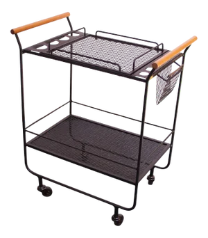 Mid-Century Modern Iron and Maple Bar Cart / Tea Trolley