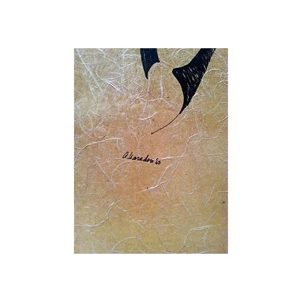 Mid-Century Modern Mid-Century Asian Portrait with Yellow Matte For Sale - Image 3 of 3