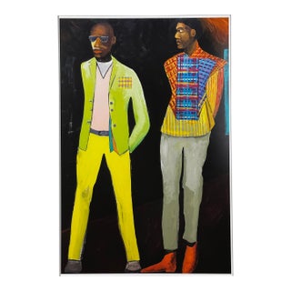 Lubaina Himid - Expressionist Figurative Portrait of Two Figures, Framed (Offset Lithograph) For Sale