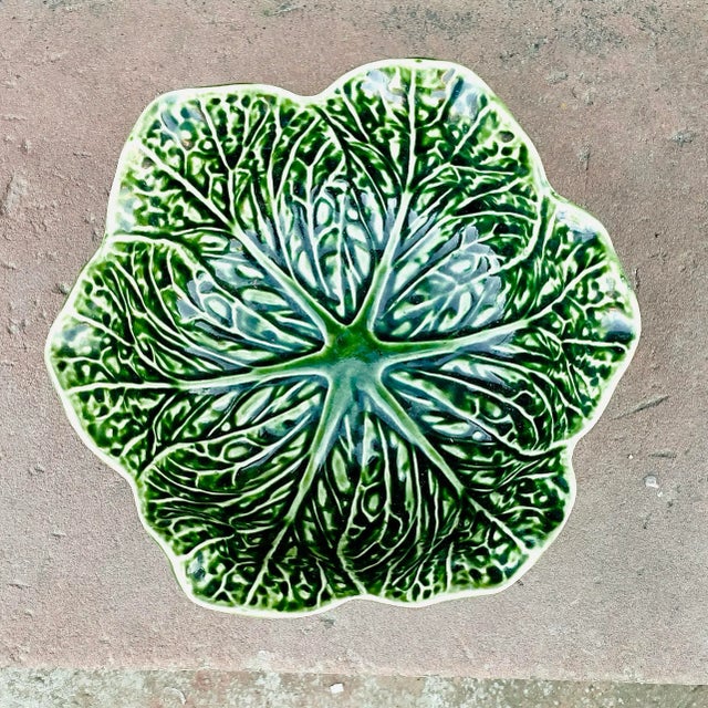 Mid-Century Modern Vintage Portuguese Cabbage Majolica Bowl For Sale - Image 3 of 11