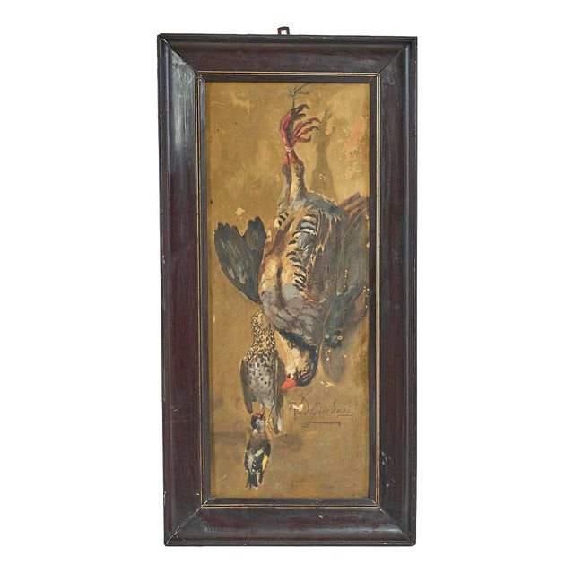 V. Giordani, Still Life with Birds, 20th Century, Oil on Panel For Sale